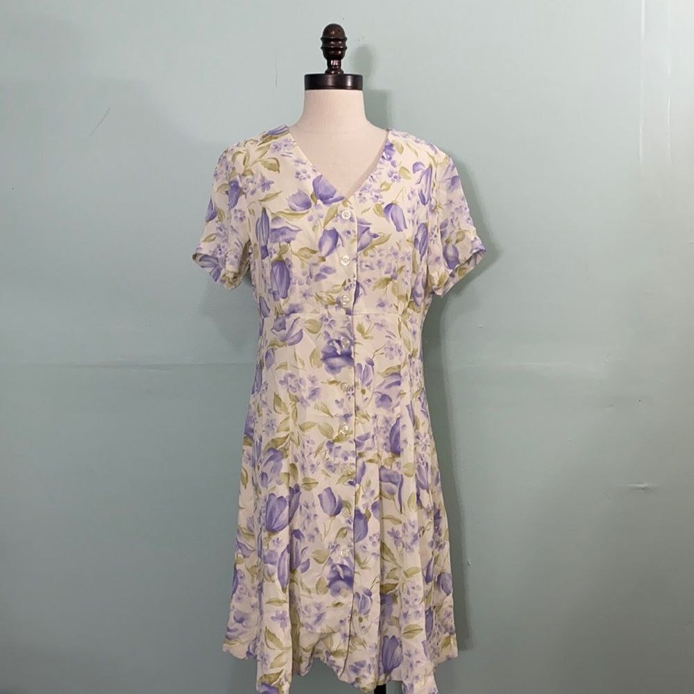 Vintage Floral Button Front Tea Time Dress